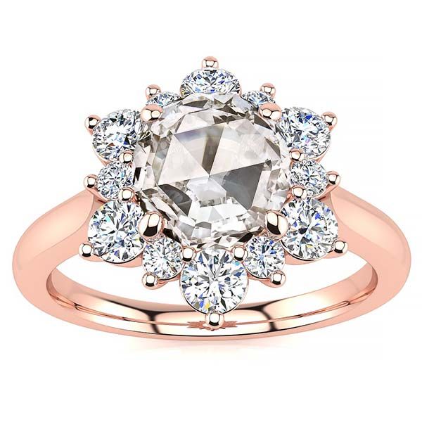 Snowflake Rose Cut Moissanite Ring