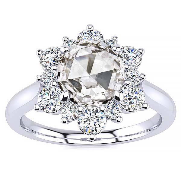 Snowflake Rose Cut Moissanite Ring