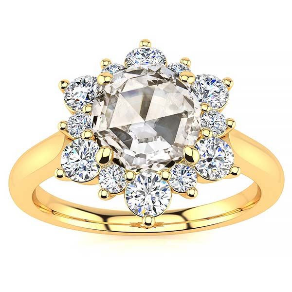 Snowflake Rose Cut Moissanite Ring