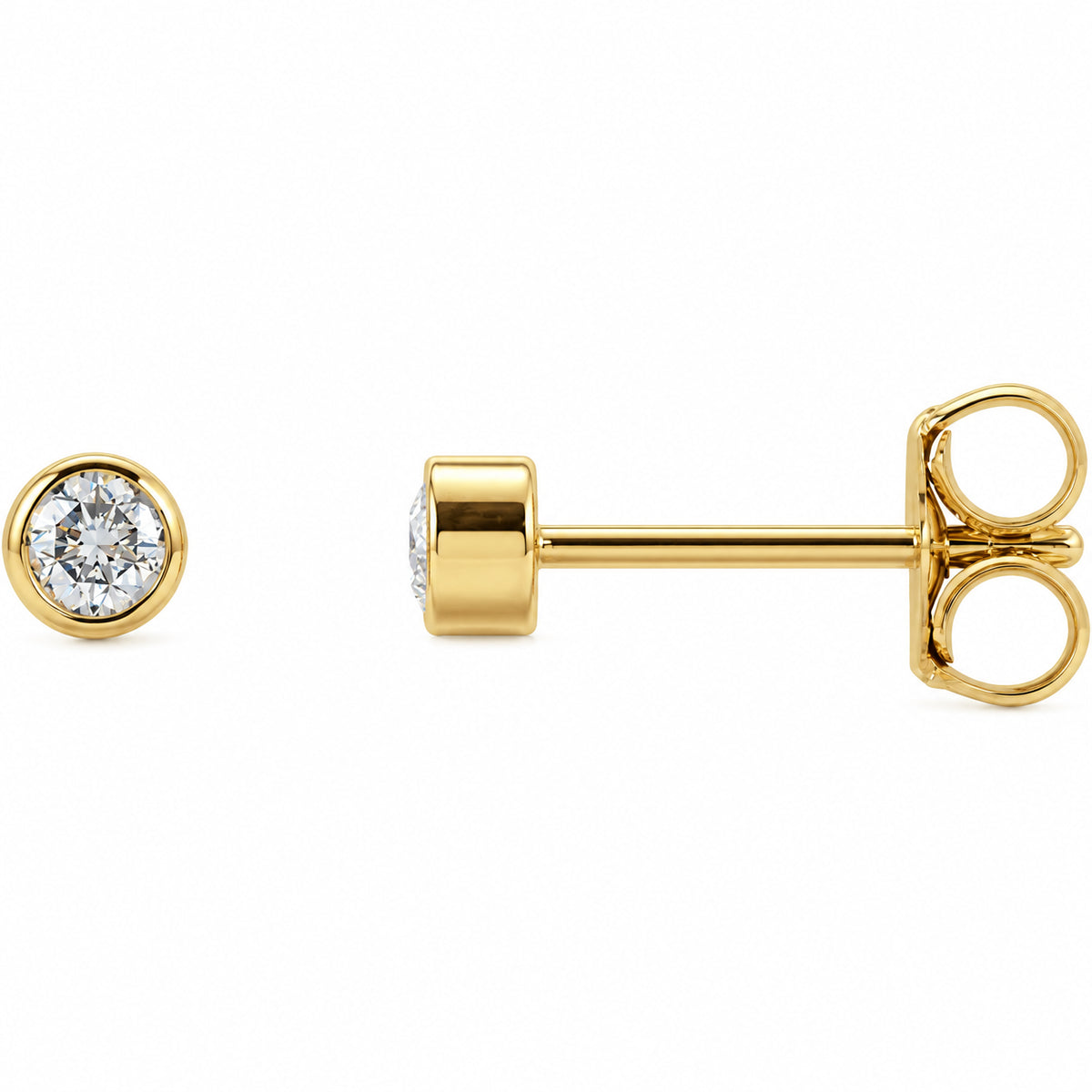 Round Micro Bezel-Set Stud Earrings — 14K Yellow Gold — 2.5 mm — view 1