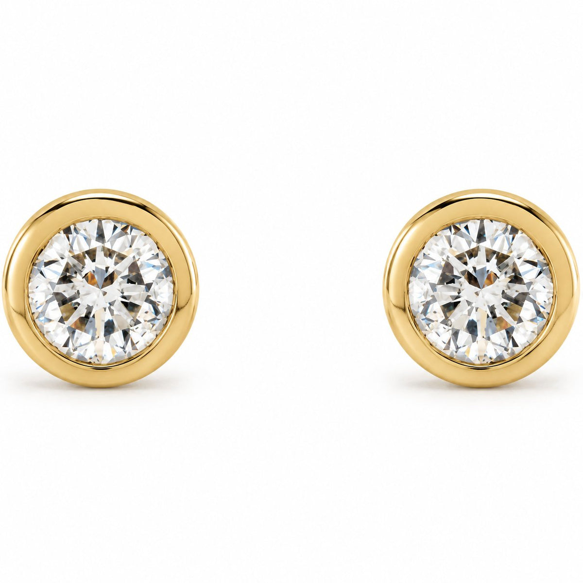 14K Gold 1/10 CTW Lab-Grown Diamond Micro Bezel Stud Earrings — 14K Yellow Gold, view 2