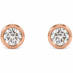 Round Micro Bezel-Set Stud Earrings — 14K Rose Gold — 1.25 mm — view 2