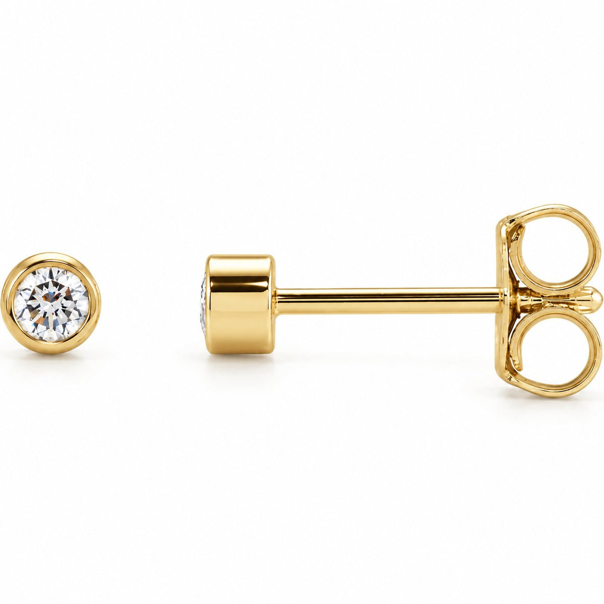 14K Gold 1/10 CTW Lab-Grown Diamond Micro Bezel Stud Earrings — 14K Yellow Gold, view 1
