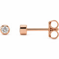 Round Micro Bezel-Set Stud Earrings — 14K Rose Gold — 1.25 mm — view 1