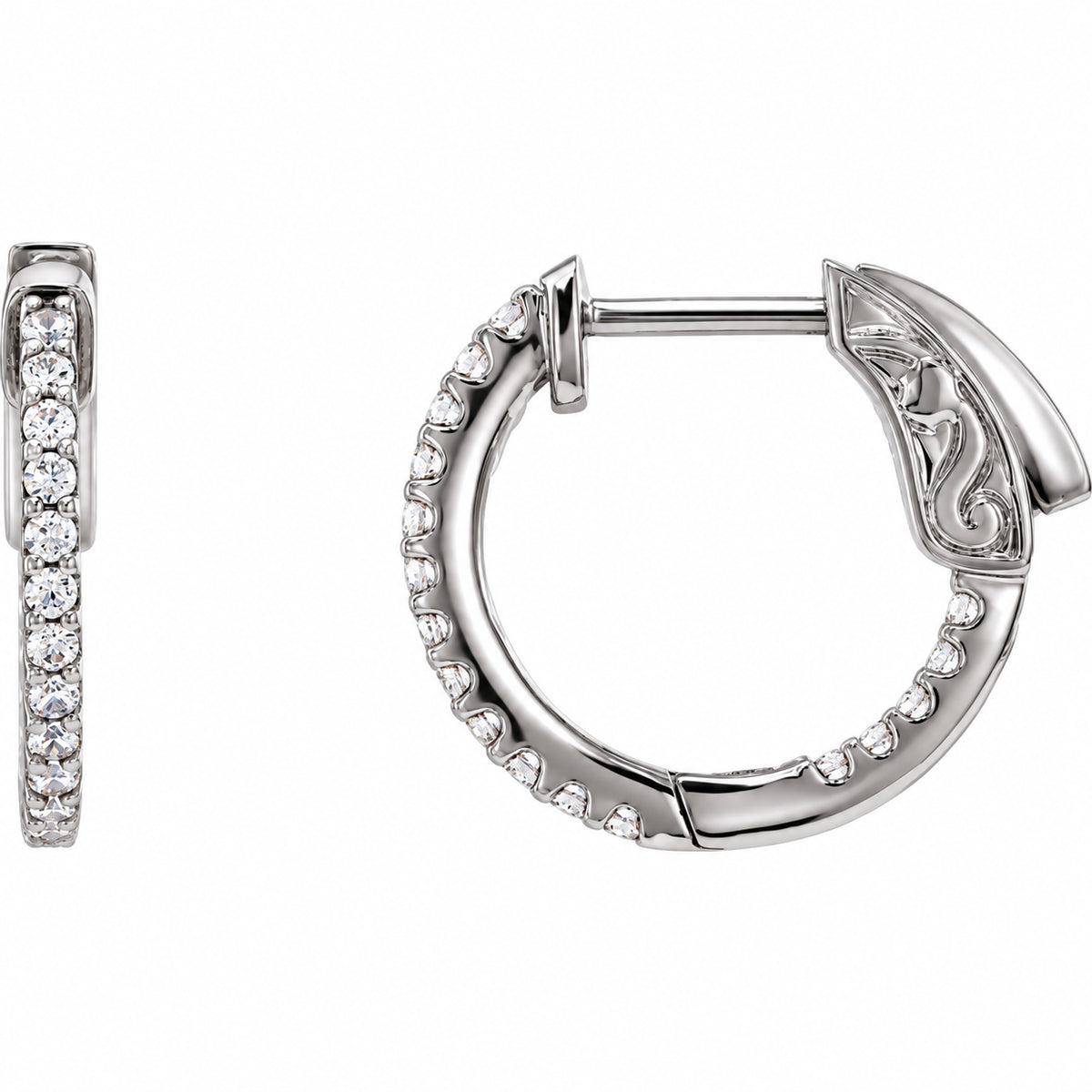 Inside-Outside Hoop Earrings — 14K White Gold — 15.5 mm — view 1