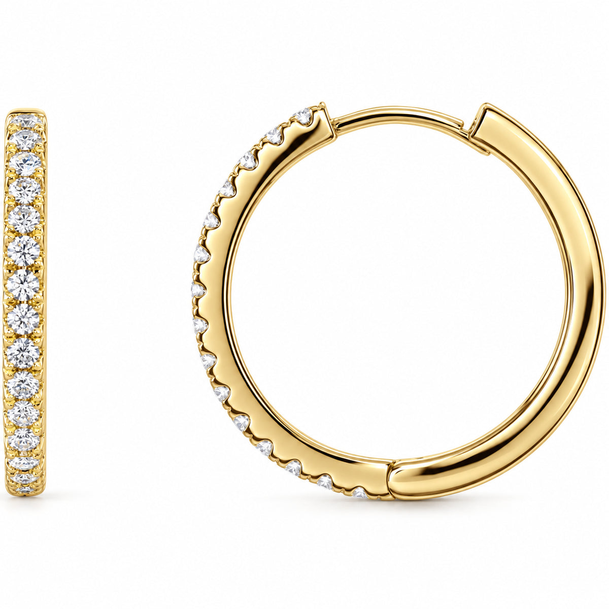 Lab-Grown Diamond Hoop Earrings — 14K Yellow Gold — 17.4 mm — view 1