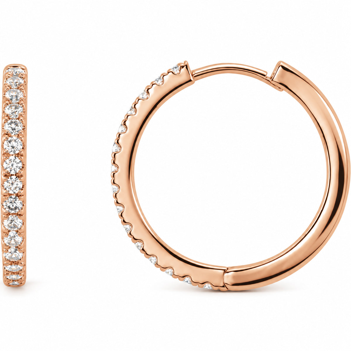Lab-Grown Diamond Hoop Earrings — 14K Rose Gold — 17.4 mm — view 1