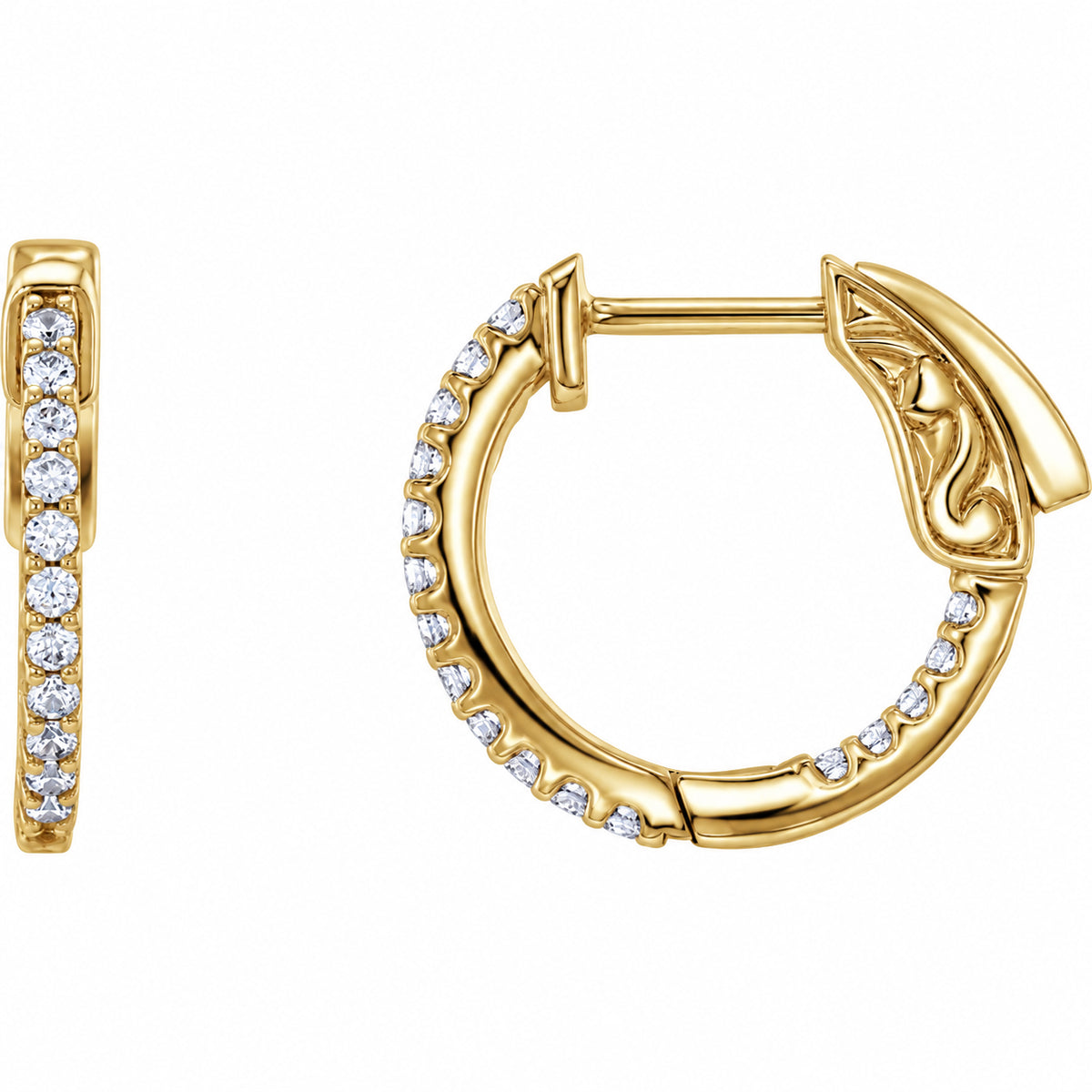 Inside-Outside Hoop Earrings — 14K Yellow Gold — 15.5 mm — view 1
