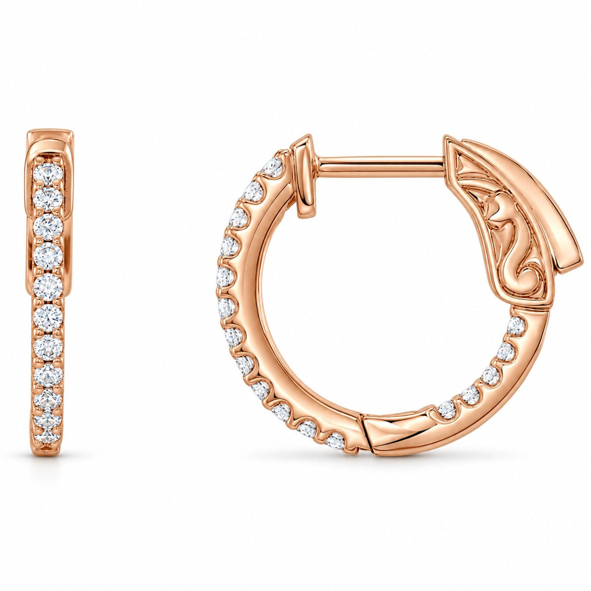Inside-Outside Hoop Earrings — 14K Rose Gold — 15.5 mm — view 1