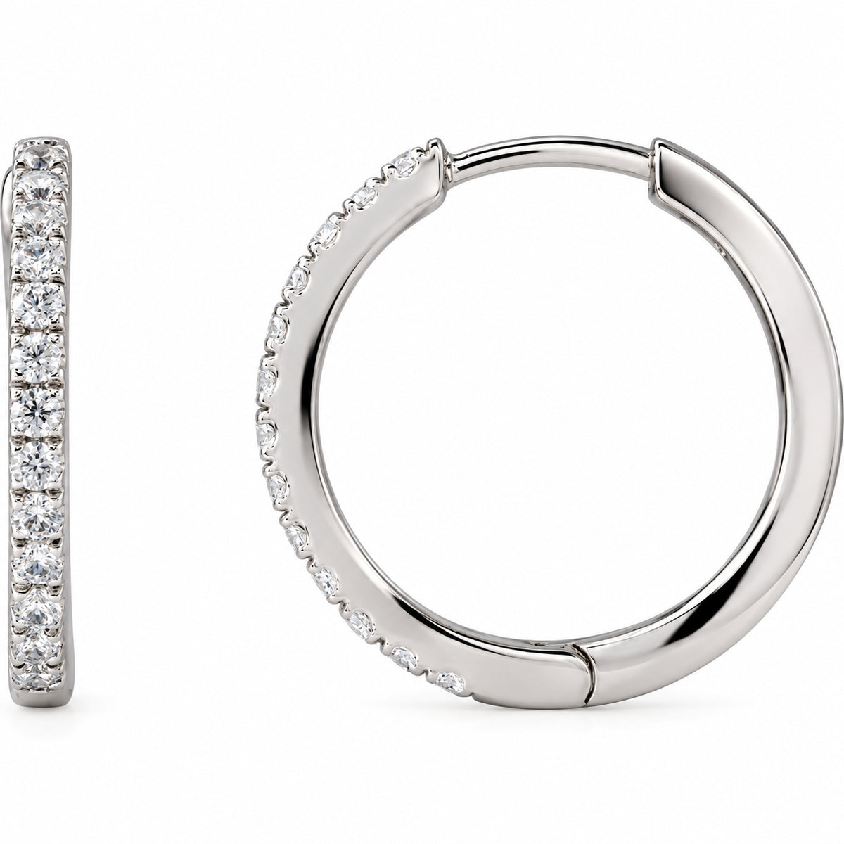 Lab-Grown Diamond Hoop Earrings — 14K White Gold — 16.3 mm — view 1
