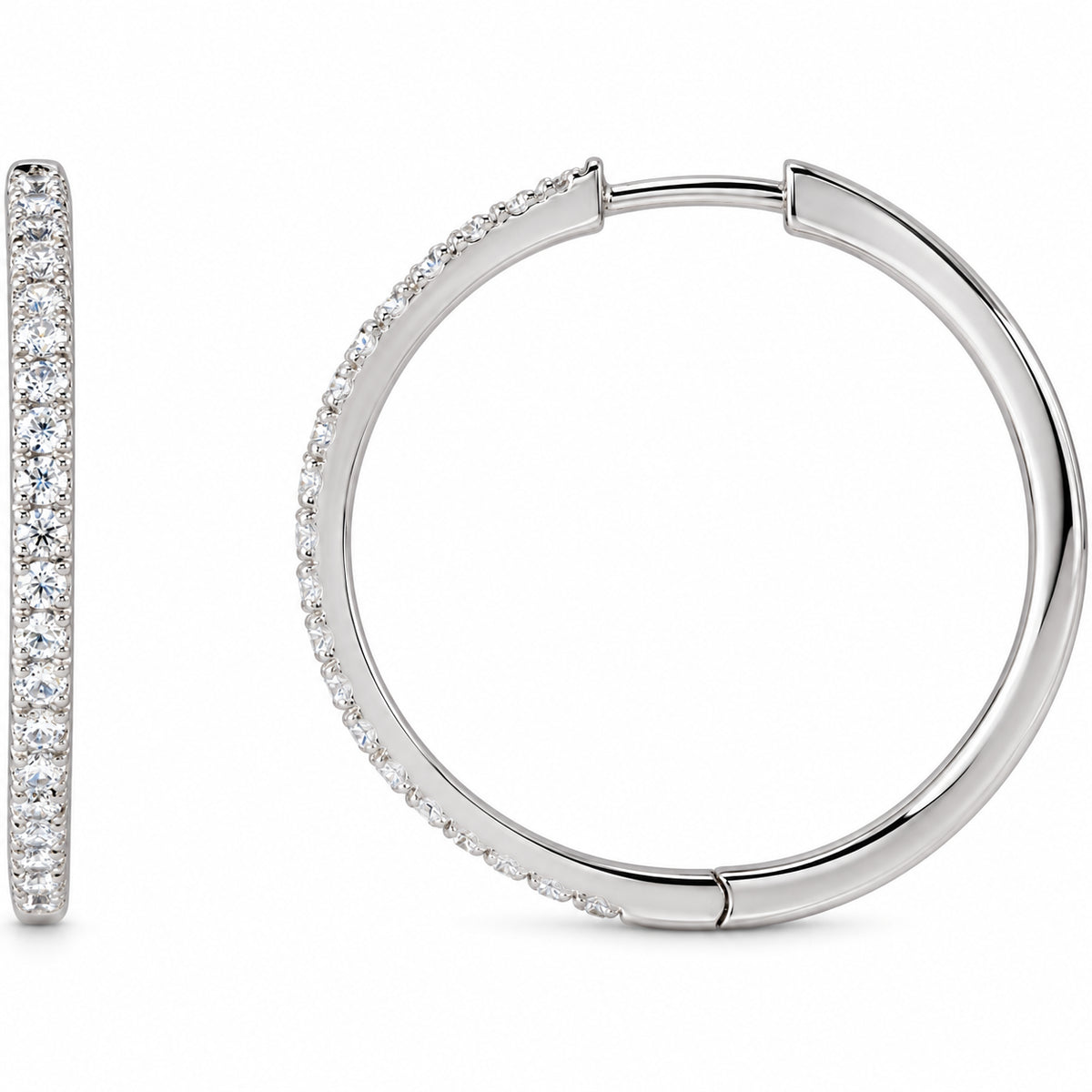Lab-Grown Diamond Hoop Earrings — 14K White Gold — 22.9 mm — view 1