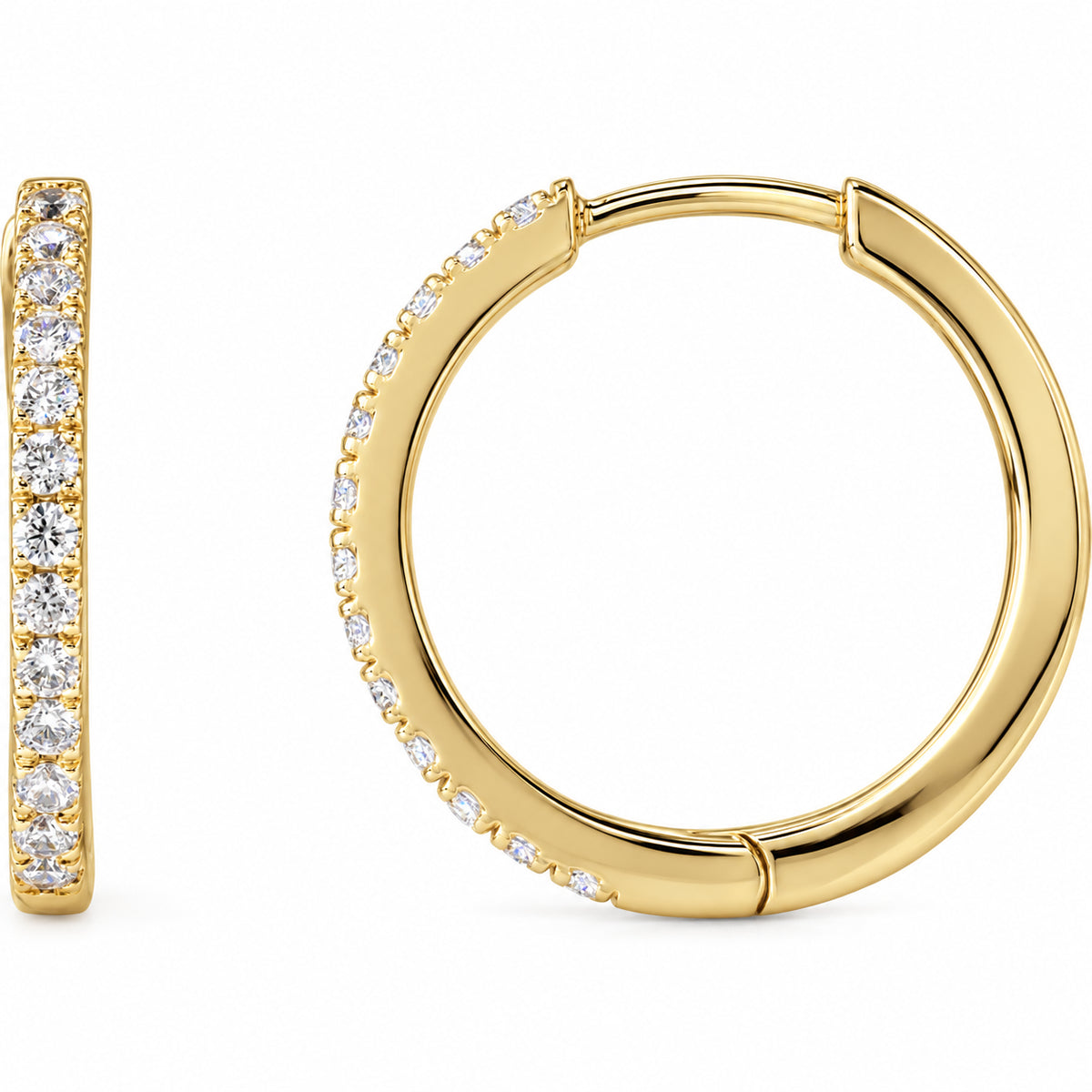 Lab-Grown Diamond Hoop Earrings — 14K Yellow Gold — 16.3 mm — view 1