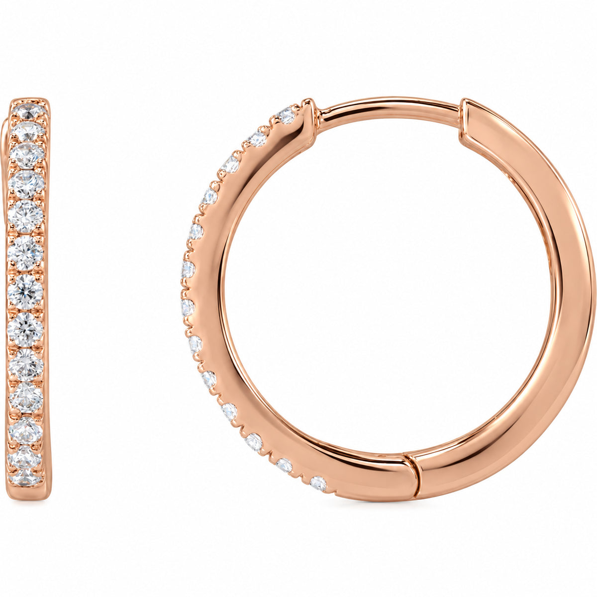 Lab-Grown Diamond Hoop Earrings — 14K Rose Gold — 16.3 mm — view 1