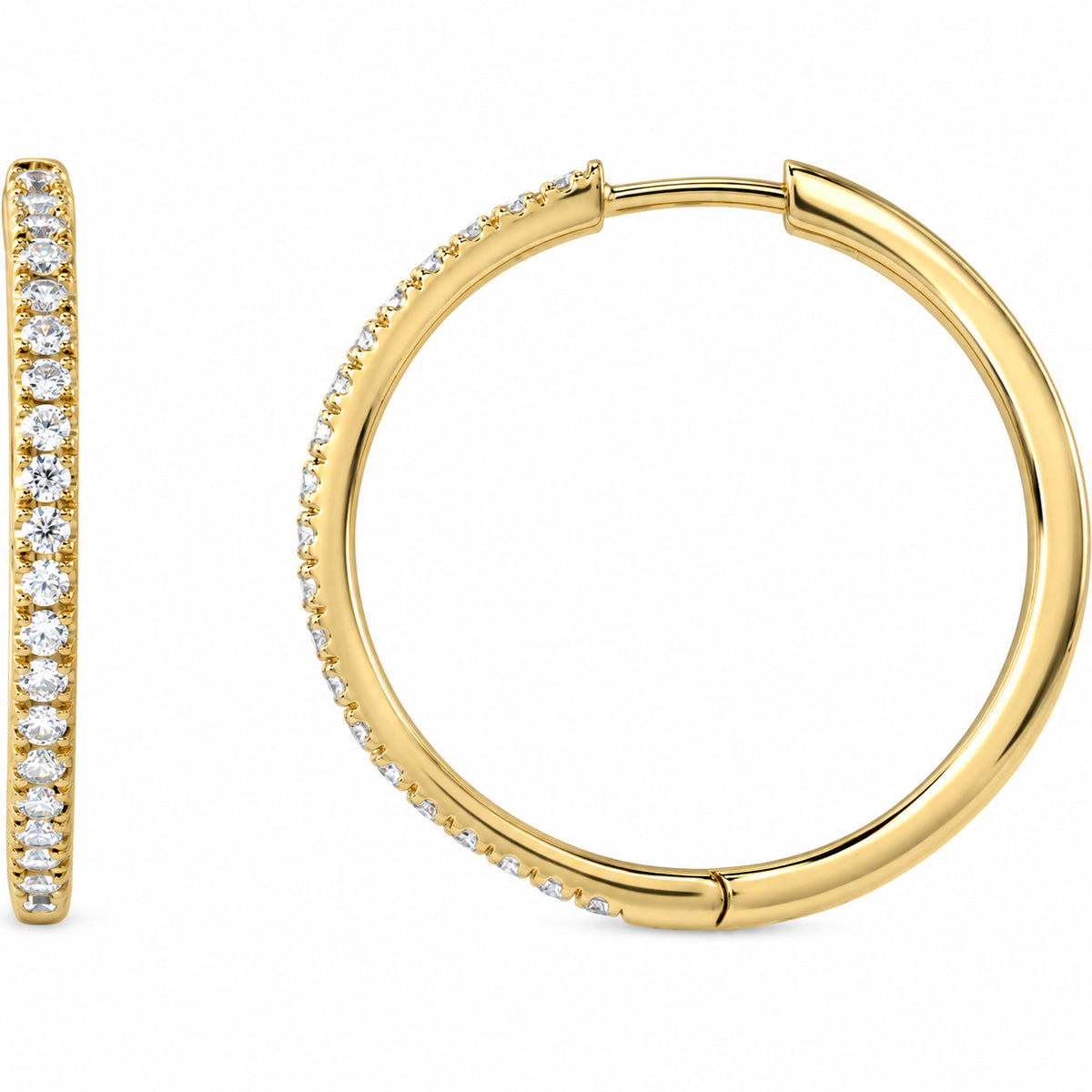 Lab-Grown Diamond Hoop Earrings — 14K Yellow Gold — 22.9 mm — view 1