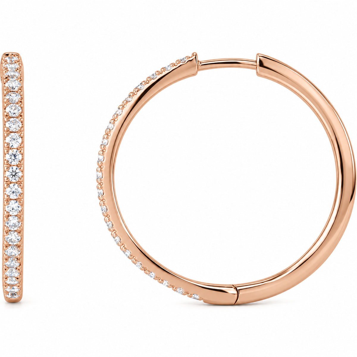 Lab-Grown Diamond Hoop Earrings — 14K Rose Gold — 22.9 mm — view 1
