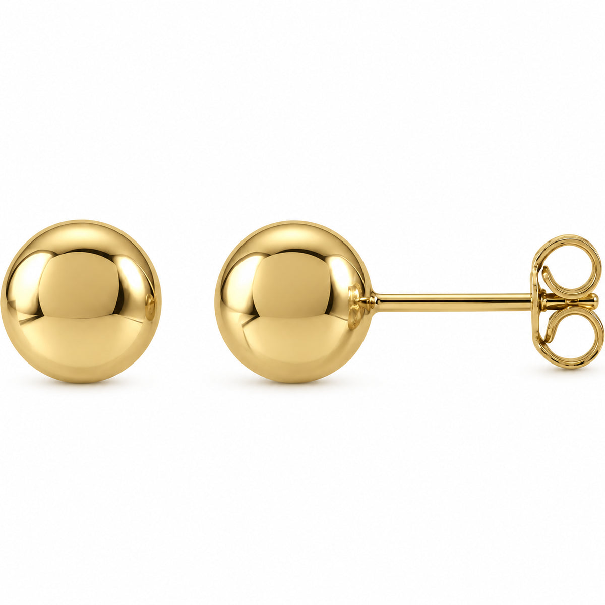 Ball Earrings — 14K Yellow Gold — 7 mm — view 1