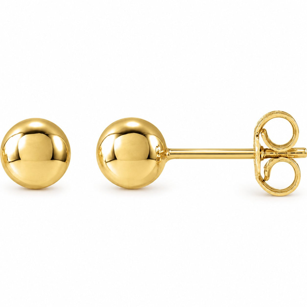 14K Gold 5 mm Ball Stud Earrings — 14K Yellow Gold, view 1