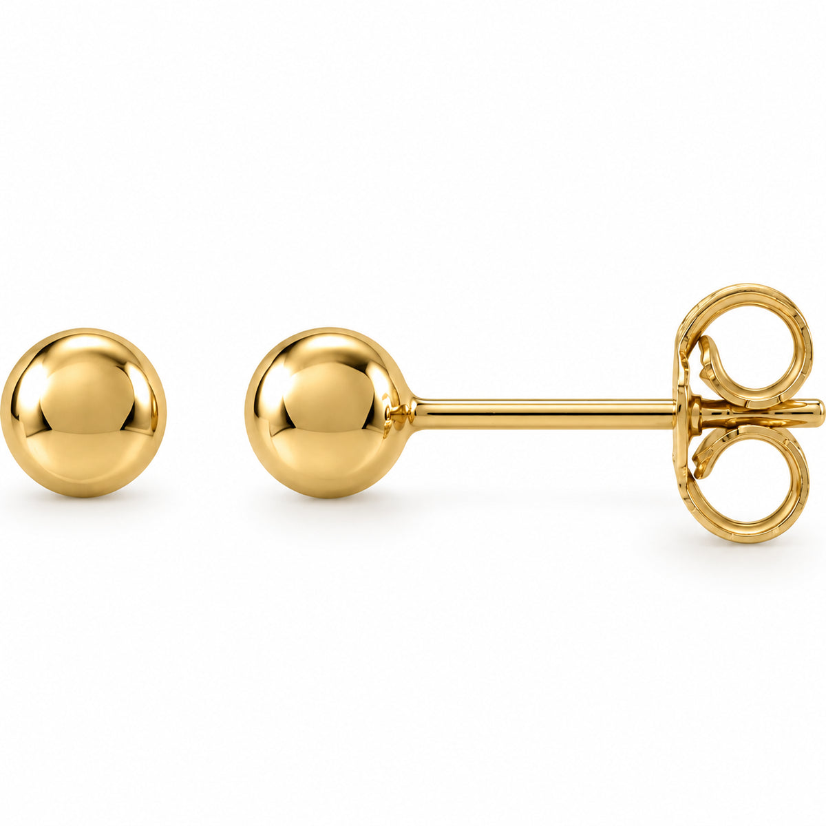 Ball Earrings — 14K Yellow Gold — 4 mm — view 1