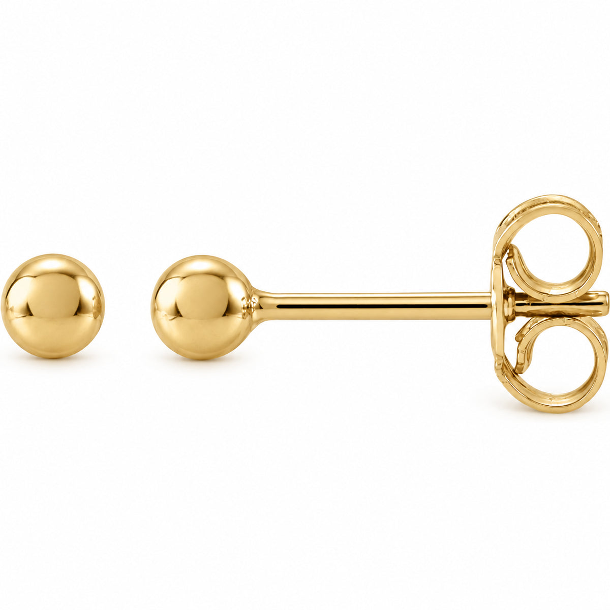 Ball Earrings — 14K Yellow Gold — 3 mm — view 1