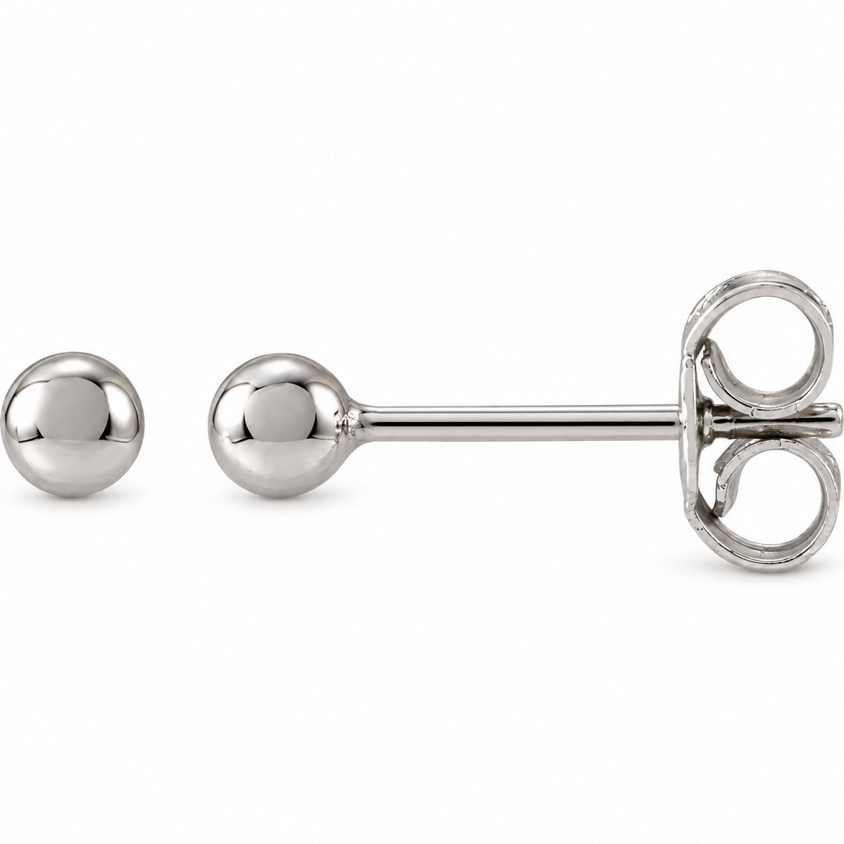 Ball Earrings — 14K White Gold — 3 mm — view 1