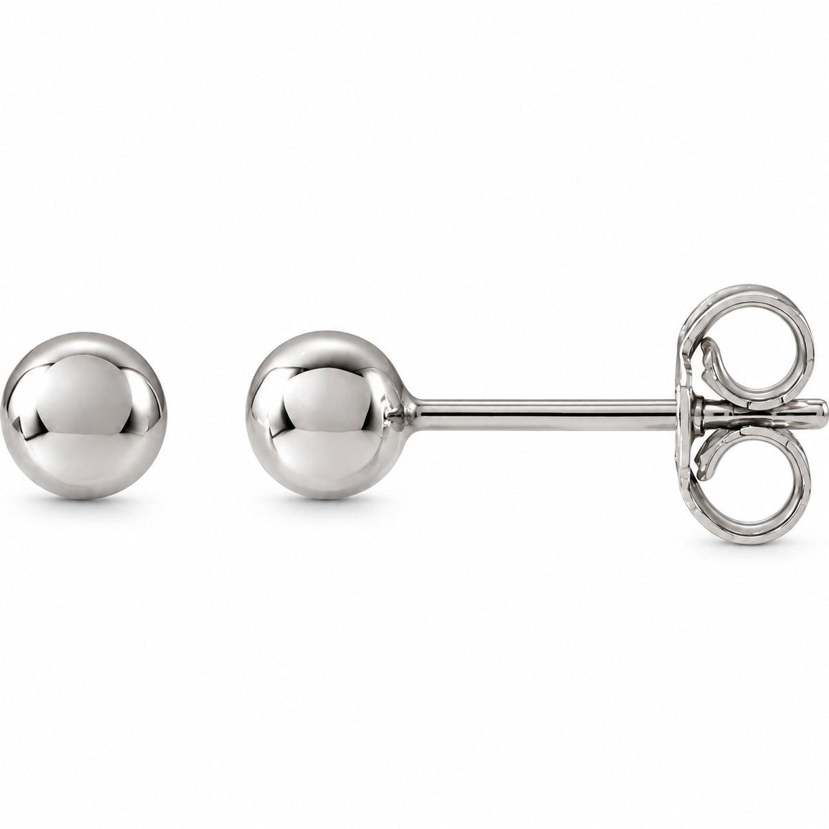 Ball Earrings — 14K White Gold — 4 mm — view 1