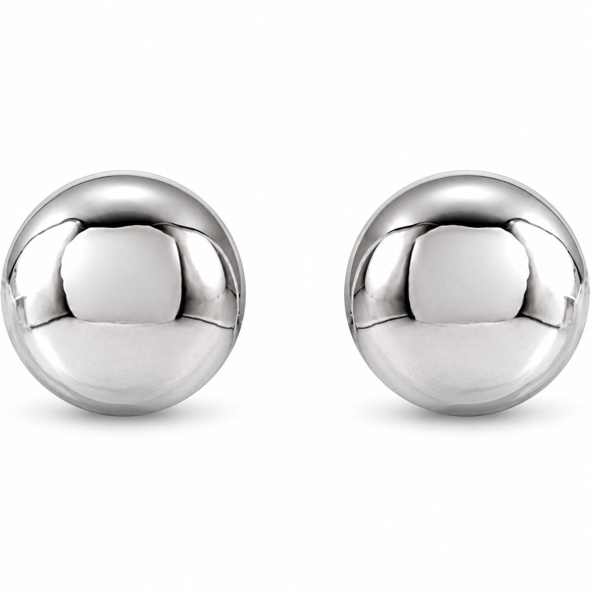 14K Gold 5 mm Ball Stud Earrings — 14K White Gold, view 2