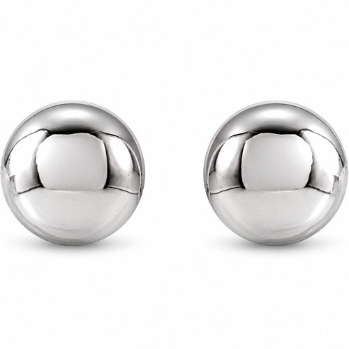 14K Gold 5 mm Ball Stud Earrings — 14K White Gold, view 2