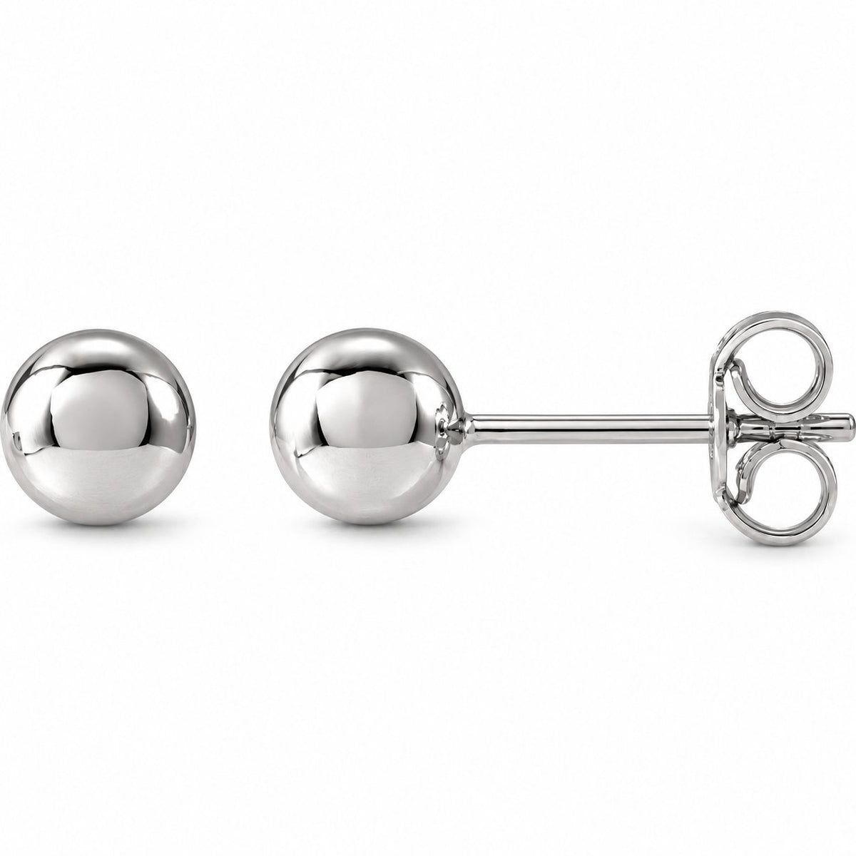 14K Gold 5 mm Ball Stud Earrings — 14K White Gold, view 1