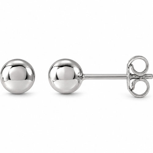 14K Gold 5 mm Ball Stud Earrings — 14K White Gold, view 1