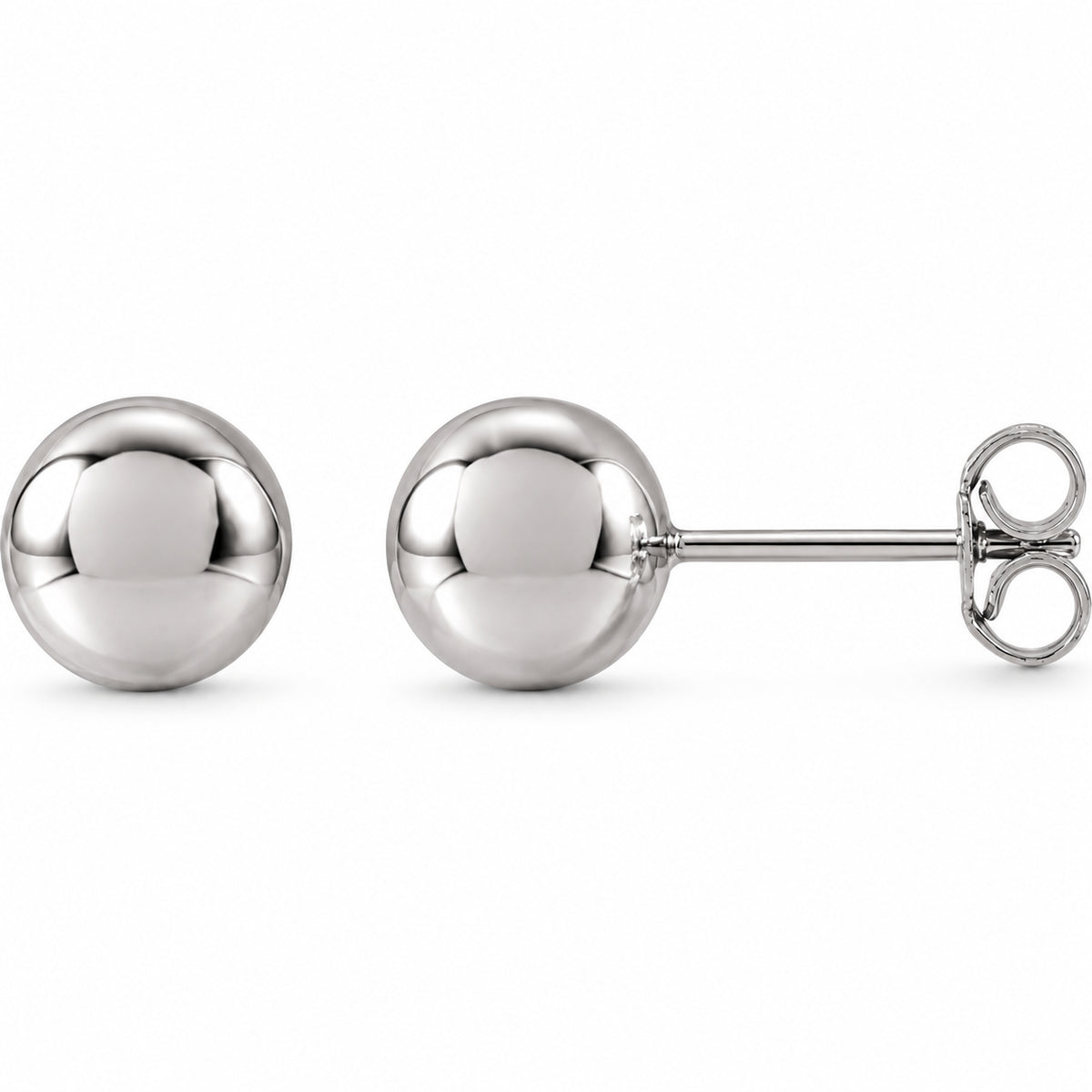 Ball Earrings — 14K White Gold — 7 mm — view 1
