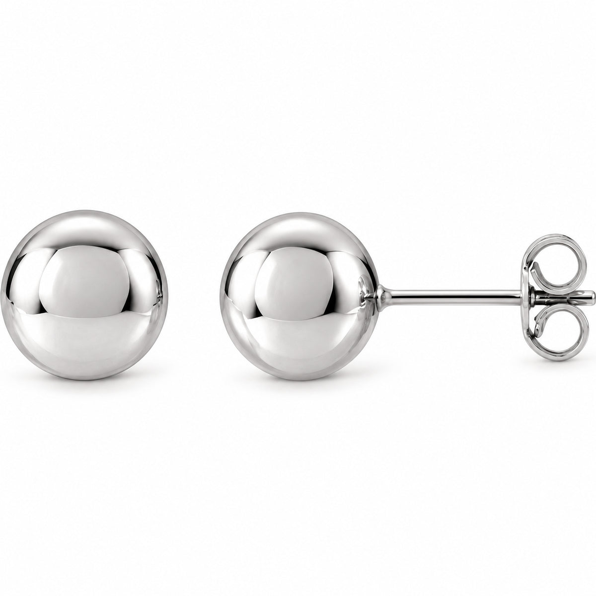 Ball Earrings — 14K White Gold — 8 mm — view 1