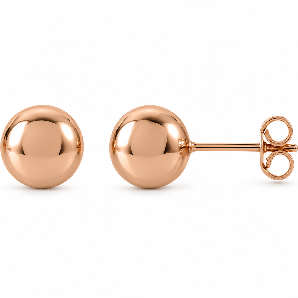 Ball Earrings — 14K Rose Gold — 8 mm — view 1