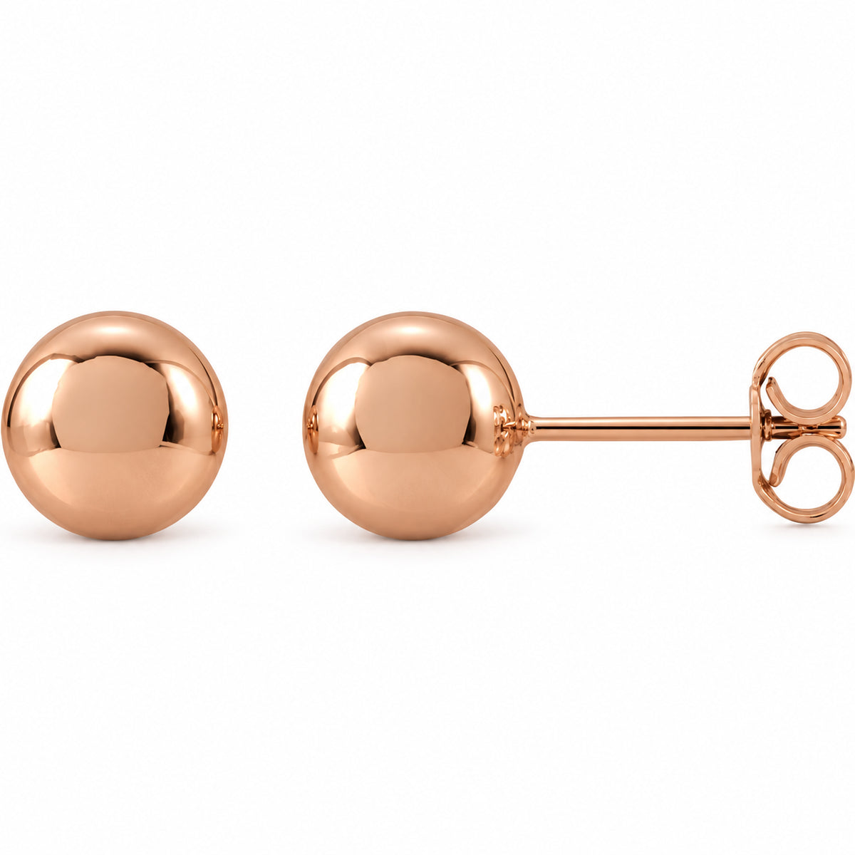 Ball Earrings — 14K Rose Gold — 7 mm — view 1