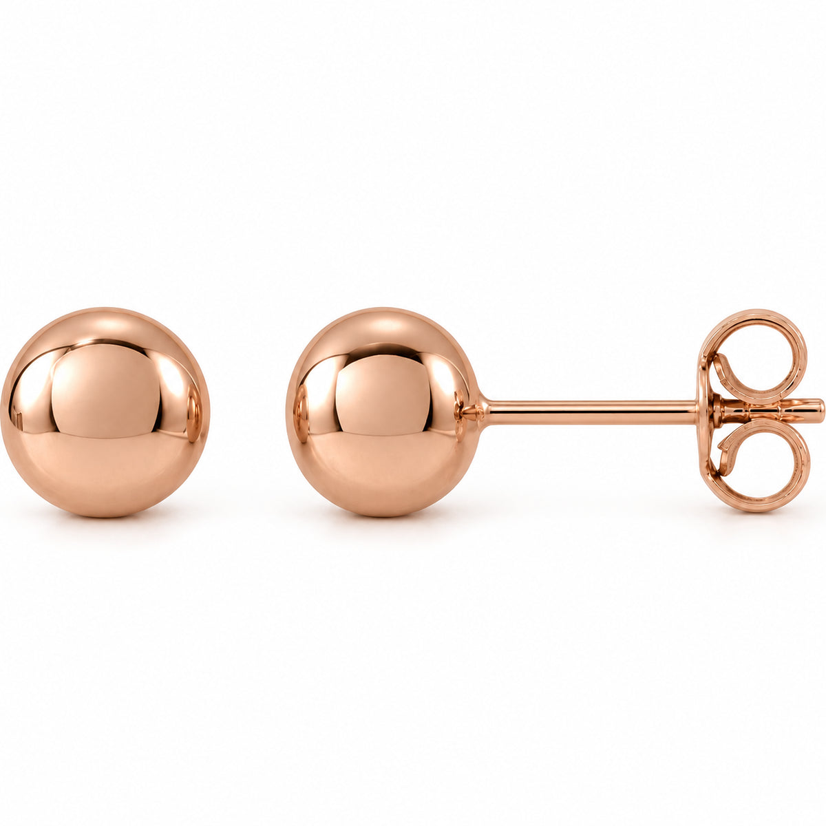 Ball Earrings — 14K Rose Gold — 6 mm — view 1