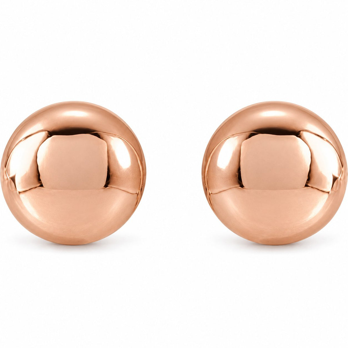 14K Gold 5 mm Ball Stud Earrings — 14K Rose Gold, view 2