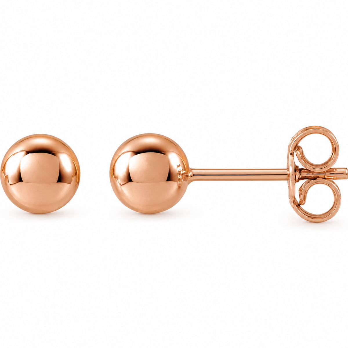 14K Gold 5 mm Ball Stud Earrings — 14K Rose Gold, view 1