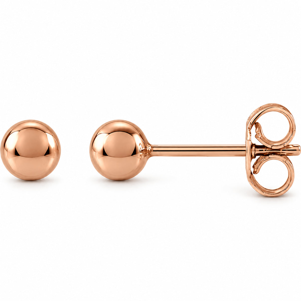 Ball Earrings — 14K Rose Gold — 4 mm — view 1