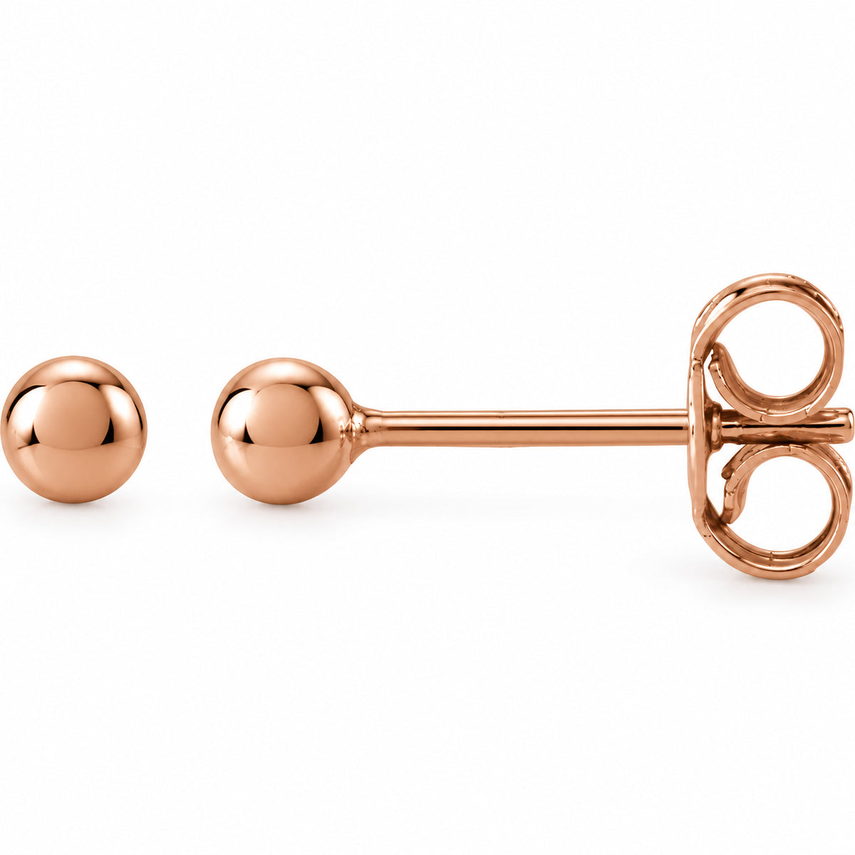 Ball Earrings — 14K Rose Gold — 3 mm — view 1