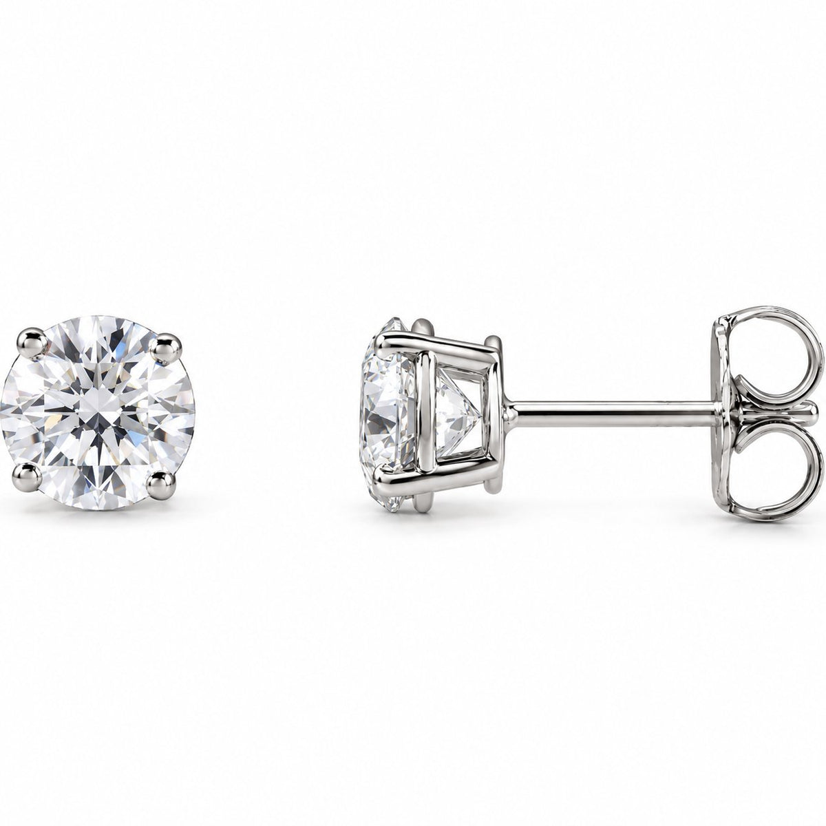 14K White Gold lightweight lab-grown diamond stud earrings — representative view 1
