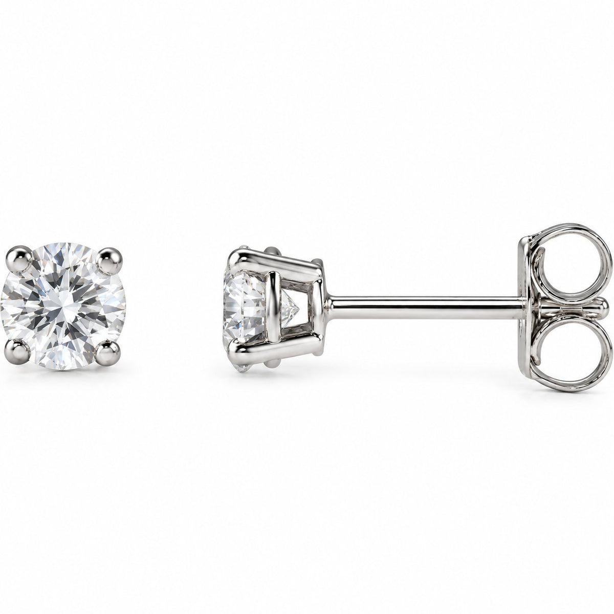 14K Gold 1/2 CTW Lab-Grown Diamond Lightweight Stud Earrings — 14K White Gold, view 1