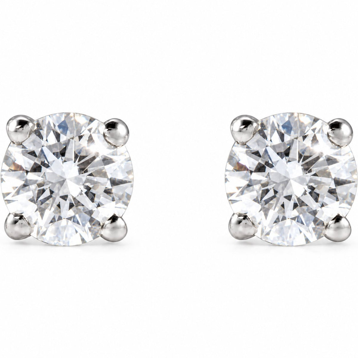 14K Gold 1/2 CTW Lab-Grown Diamond Lightweight Stud Earrings — 14K White Gold, view 2