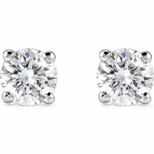 14K Gold 1/2 CTW Lab-Grown Diamond Lightweight Stud Earrings — 14K White Gold, view 2