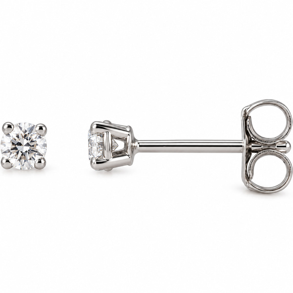 Round 4-Prong Lightweight Stud Earrings — 14K White Gold — 3mm — 1/5 CTW — view 1