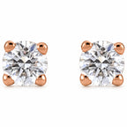 Round 4-Prong Lightweight Stud Earrings — 14K Rose Gold — 2.5mm — 1/8 CTW — view 2