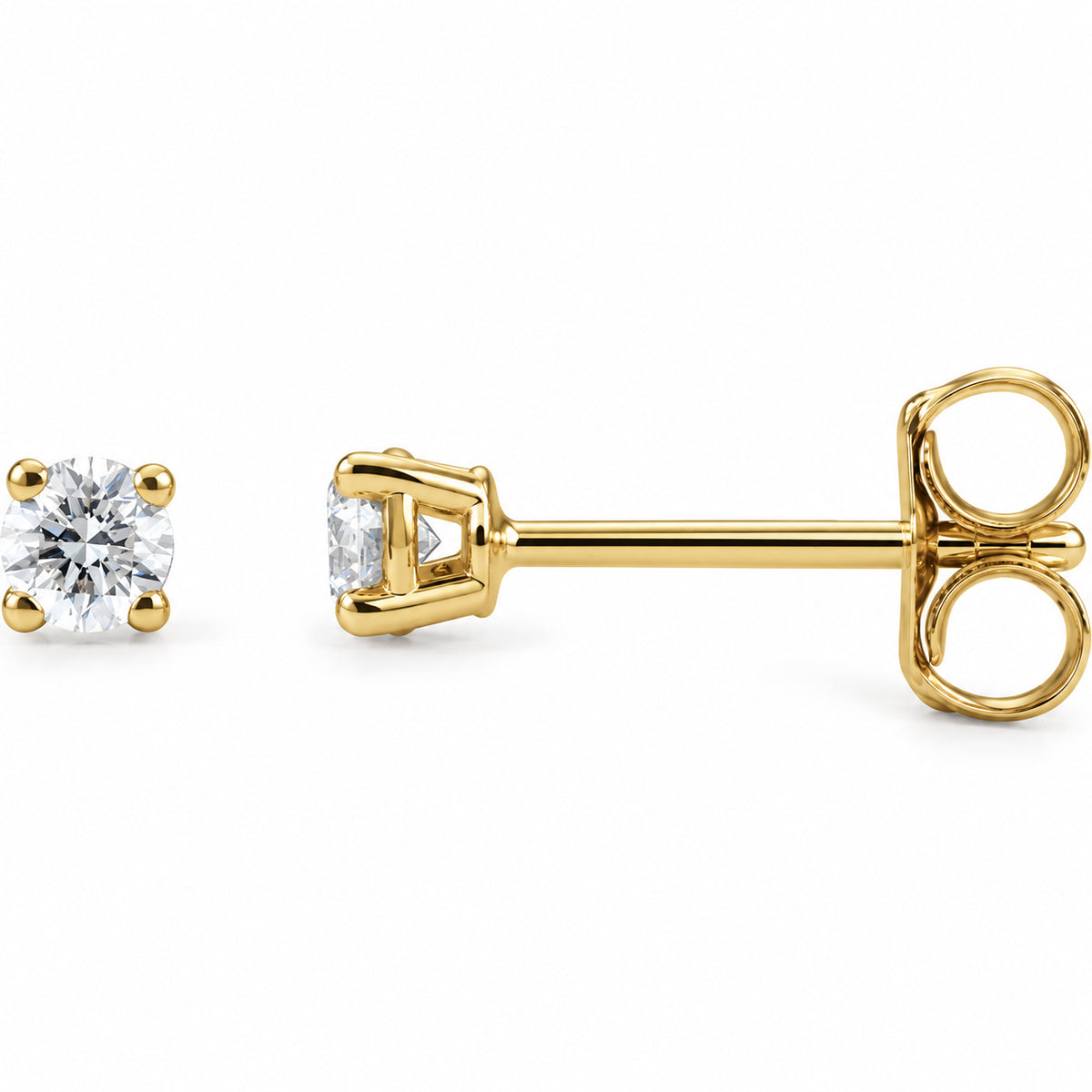 Round 4-Prong Lightweight Stud Earrings — 14K Yellow Gold — 3mm — 1/5 CTW — view 1