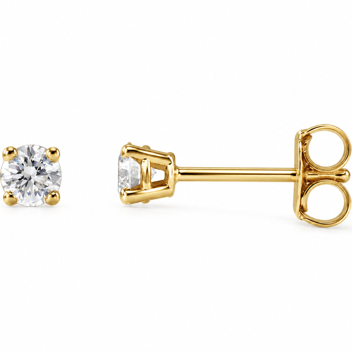 Round 4-Prong Lightweight Stud Earrings — 14K Yellow Gold — 3.3mm — 1/4 CTW — view 1