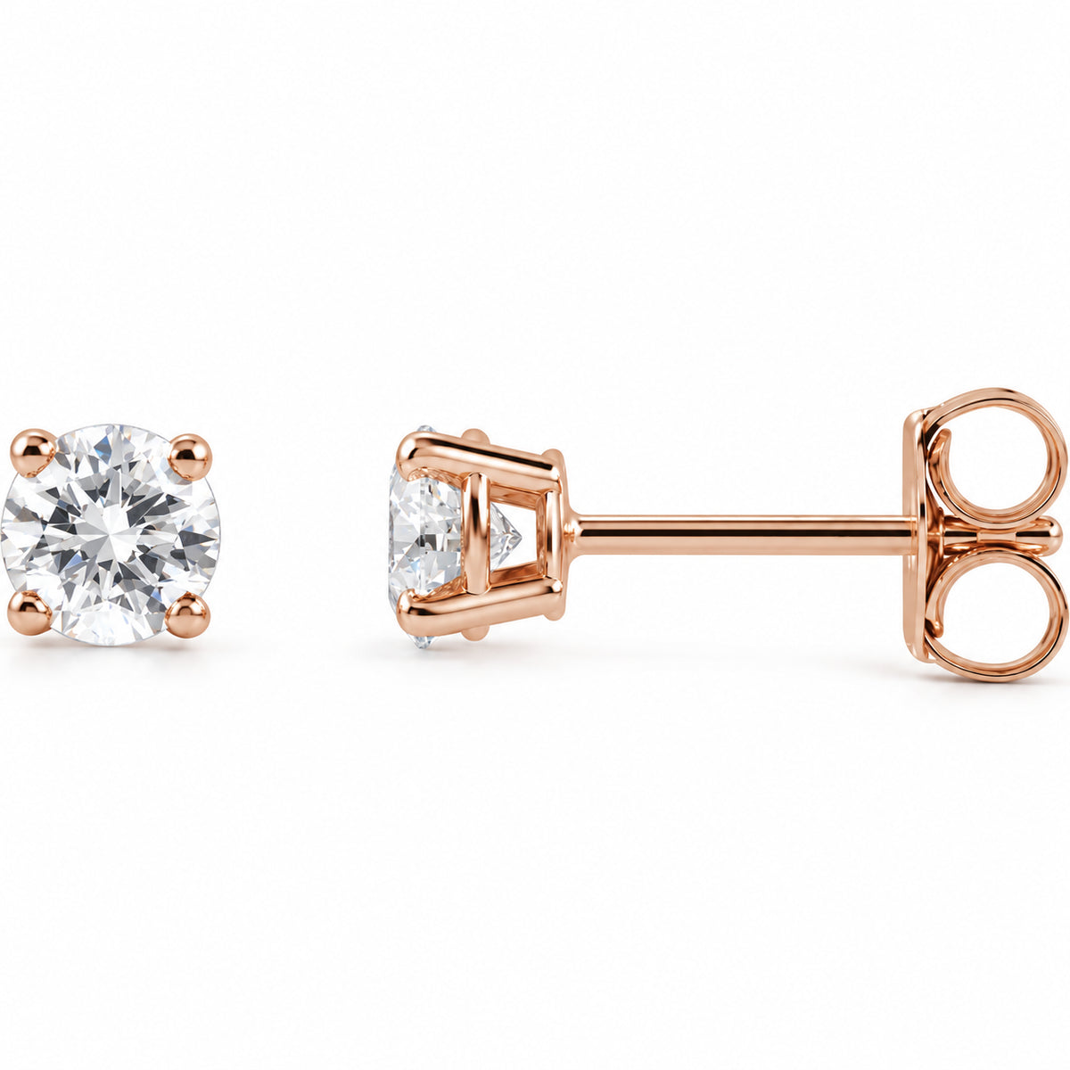 14K Gold 1/2 CTW Lab-Grown Diamond Lightweight Stud Earrings — 14K Rose Gold, view 1