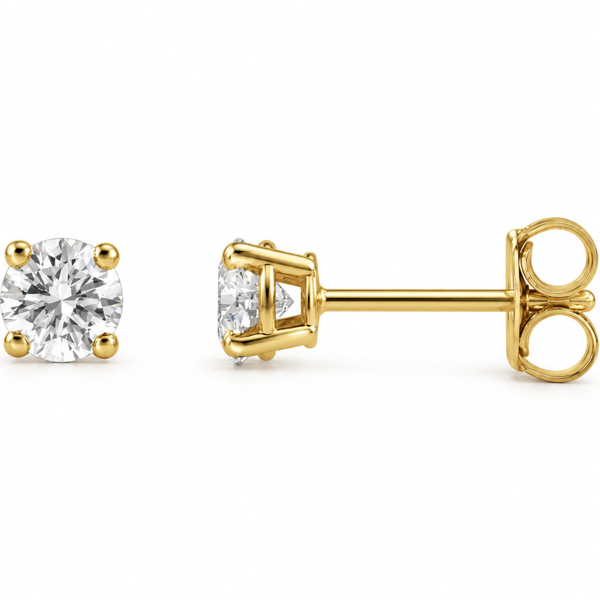 14K Gold 1/2 CTW Lab-Grown Diamond Lightweight Stud Earrings — 14K Yellow Gold, view 1