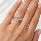 14K White Gold infinity lab-grown diamond eternity band — on-hand