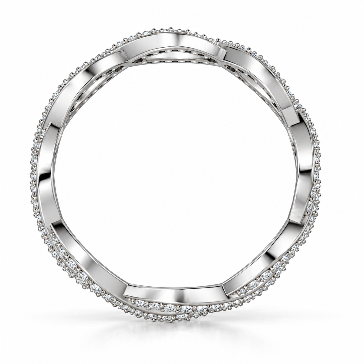 14K White Gold infinity lab-grown diamond eternity band — side